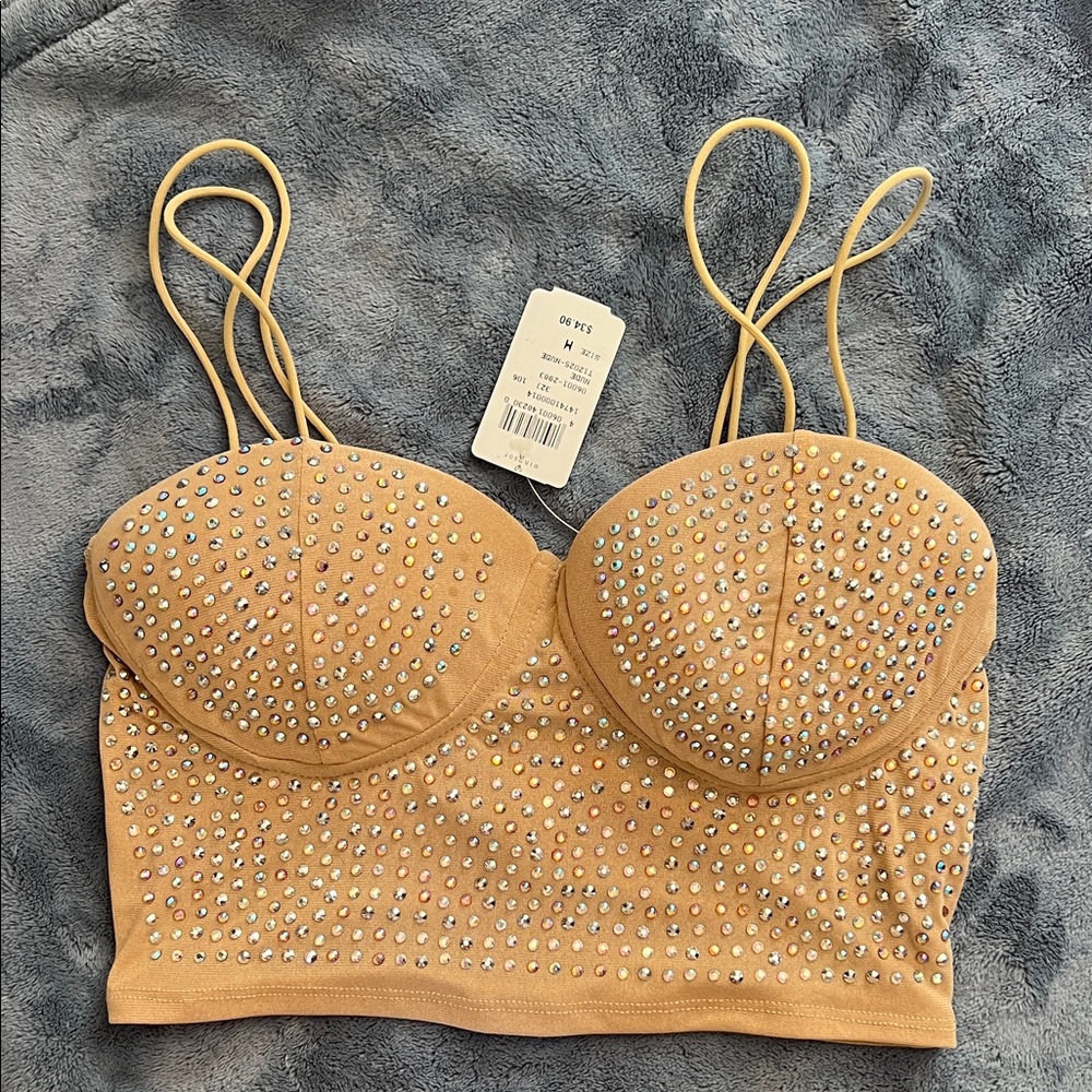Studded Tan Crop Top